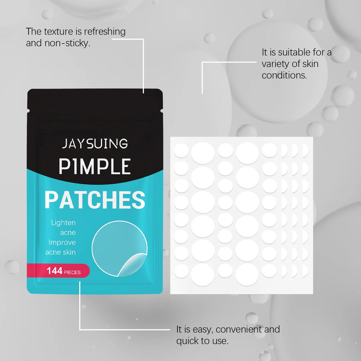 Tea Tree Oil Acne Patches with Salicylic Acid Hyaluronic Acid Gentle Skin Patches Breathable Invisible Wear 144pcs Daily Use