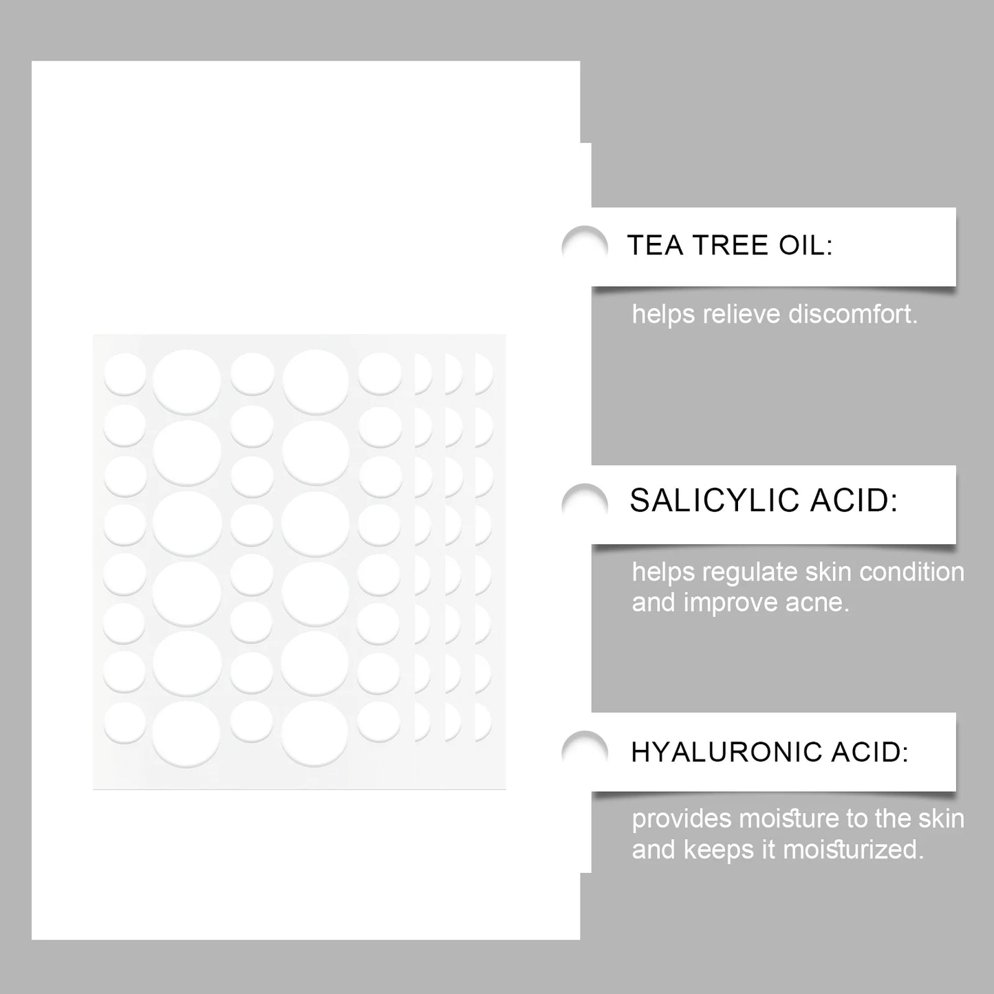 Tea Tree Oil Acne Patches with Salicylic Acid Hyaluronic Acid Gentle Skin Patches Breathable Invisible Wear 144pcs Daily Use