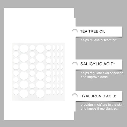 Tea Tree Oil Acne Patches with Salicylic Acid Hyaluronic Acid Gentle Skin Patches Breathable Invisible Wear 144pcs Daily Use